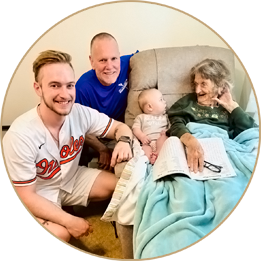Four generations of a family together at home